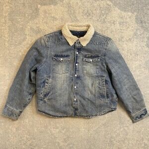 STS Ranchwear Jacket Womens XL Blue Denim Sherpa Lined Snap Western Clifdale